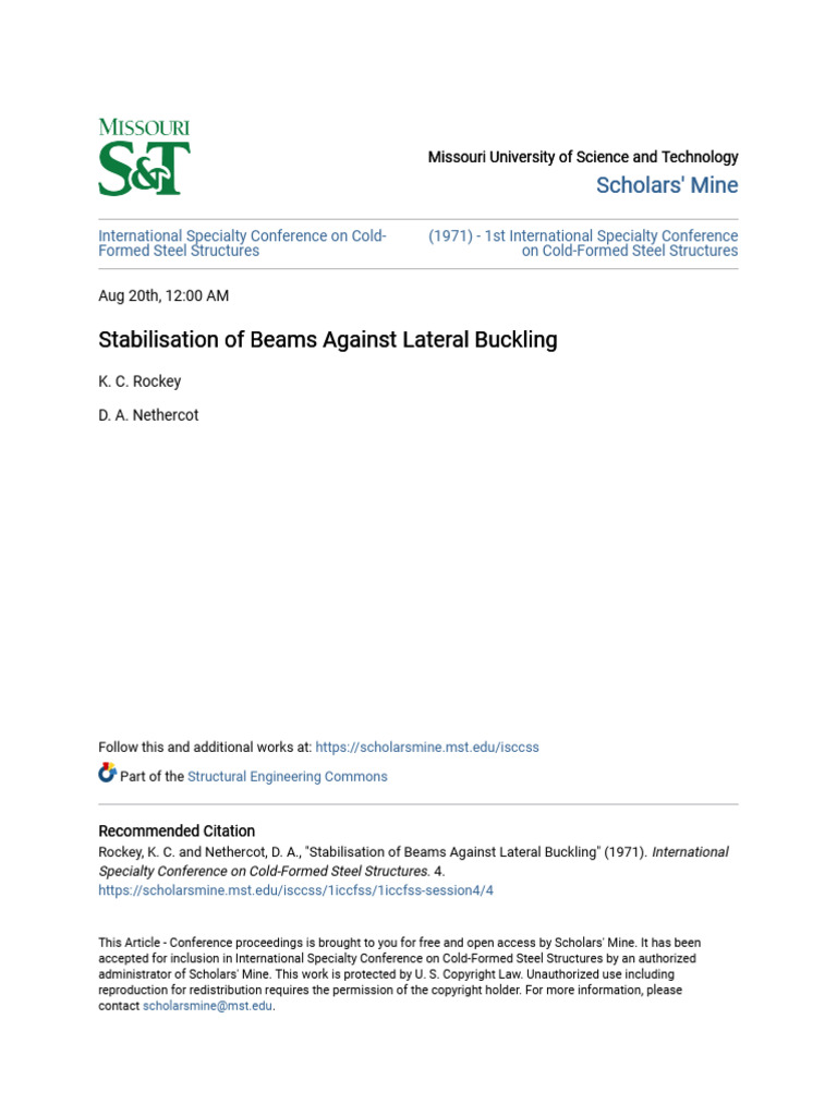 Stabilizing Beams Against Lateral Buckling | PDF | Beam (Structure ...