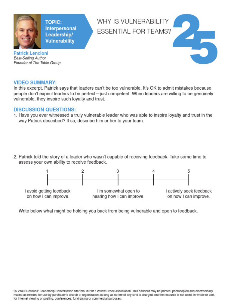 Leadership Questions on Vulnerability | PDF | Human Communication ...