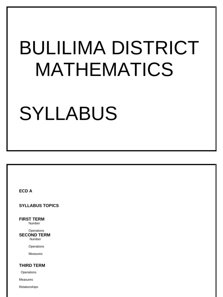 Bulilima District ECD & Grade 1-4 Math Syllabus | PDF | Numbers | Area