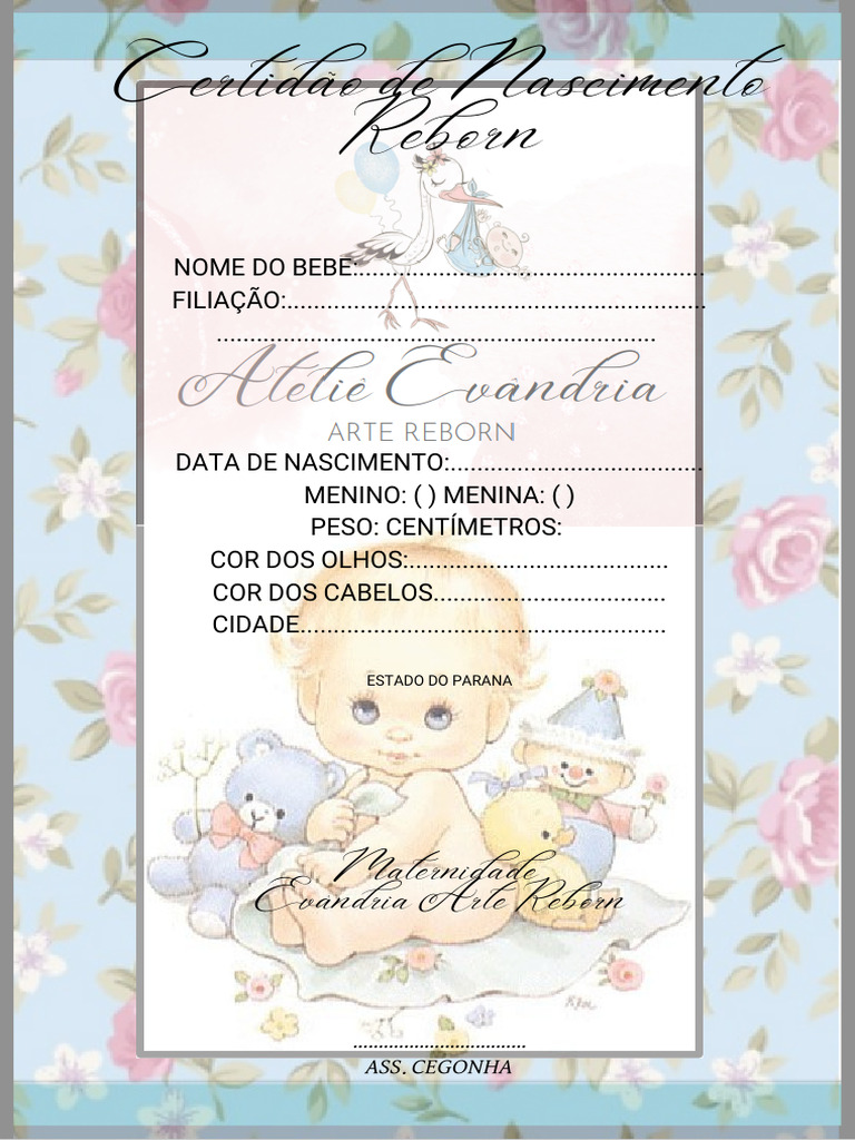 Certidão e Cuidados do Bebê Reborn | PDF | Bonecas | Cabelo
