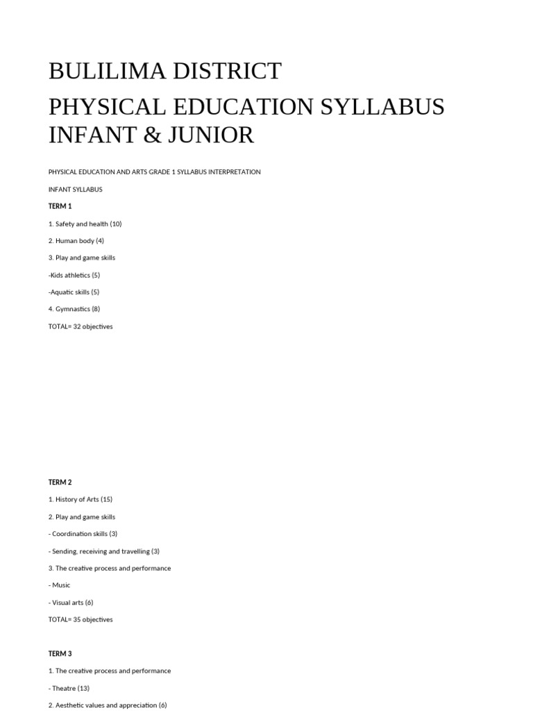 Bulilima District PE Syllabus Overview | PDF | Zimbabwe | Physical Fitness