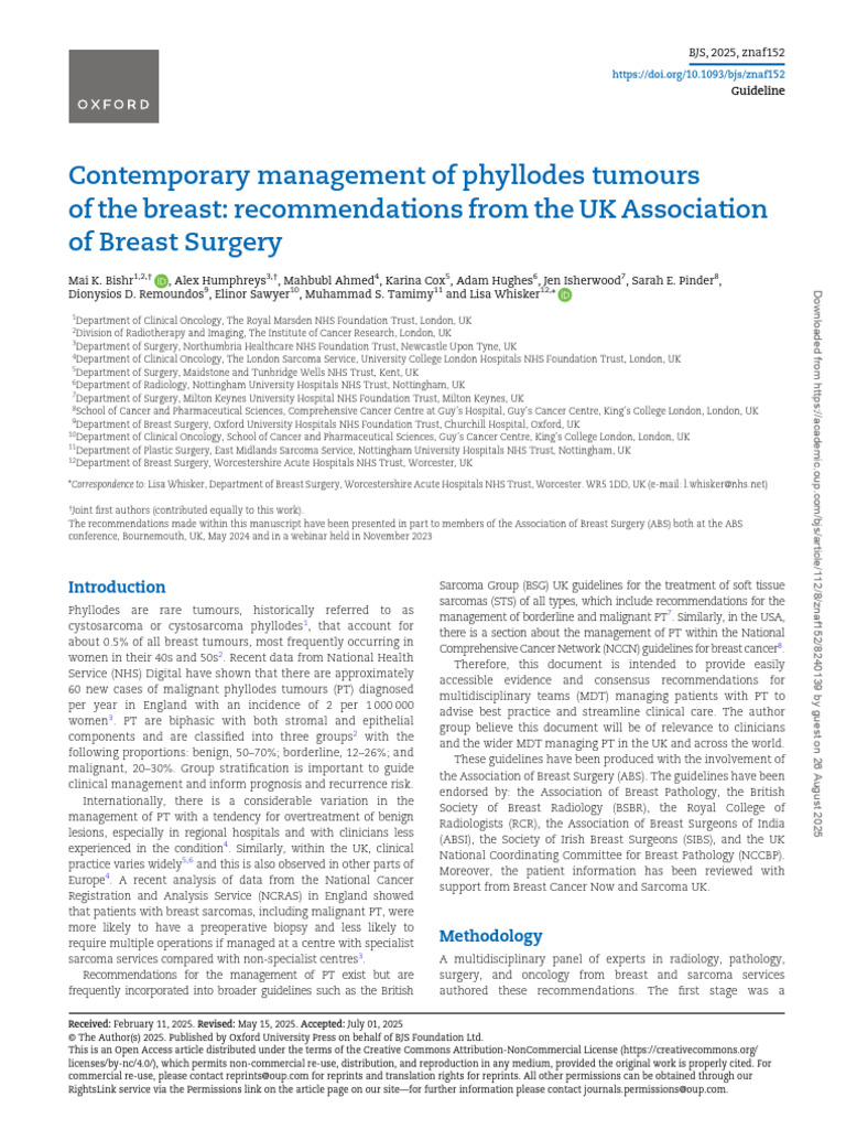Phyllodes Guidance 2025 | PDF | Mammography | Breast Cancer