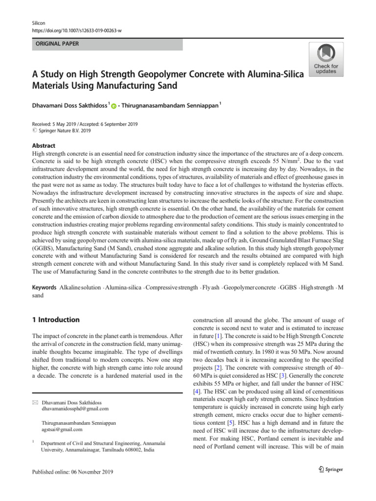 High Strength Geopolymer Concrete Study | PDF | Concrete | Cement