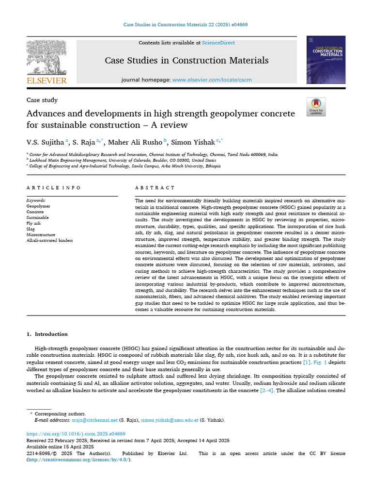 High-Strength Geopolymer Concrete Review | PDF | Concrete | Cement