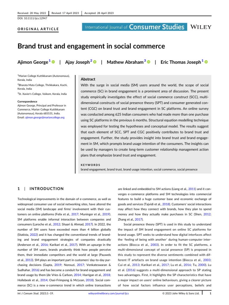 Brand Trust and Engagement in Social Com | PDF | Brand | Survey Methodology