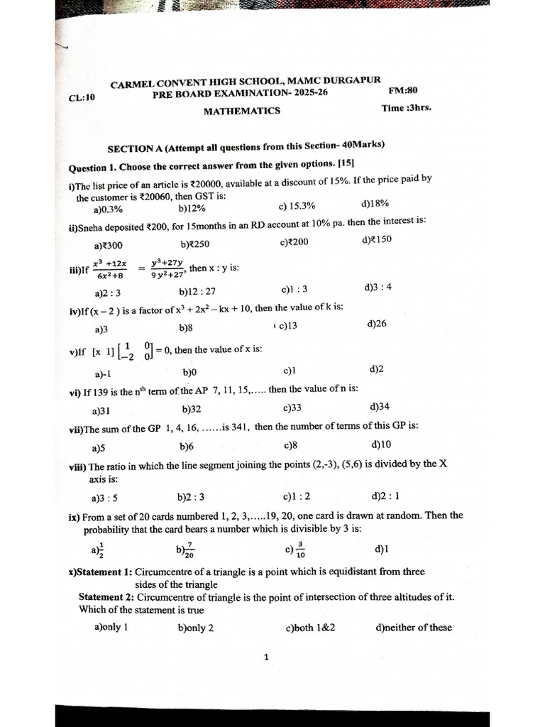 Math QP | PDF