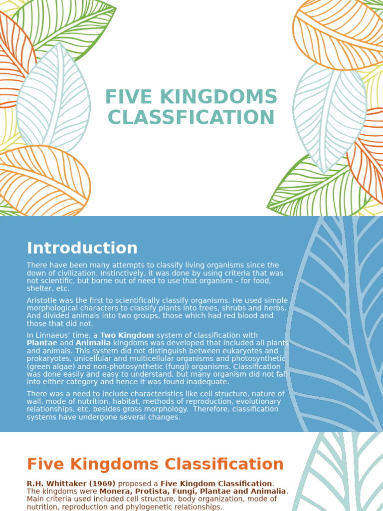 Five Kingdoms Classification | PDF | Cell (Biology) | Eukaryotes
