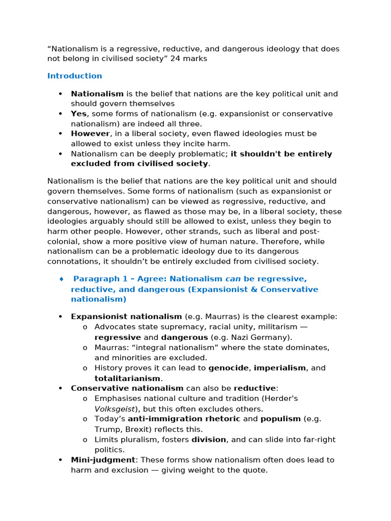 Nationalism: Harmful Ideologies vs. Freedom | PDF | Nationalism ...