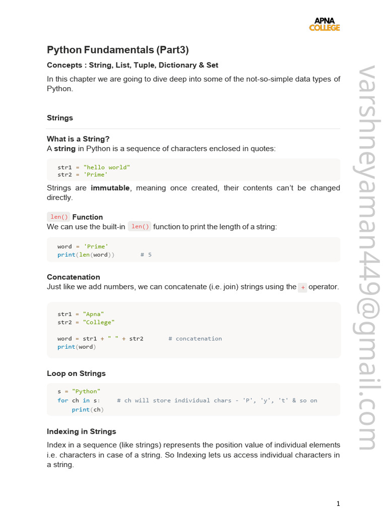 Python Data Types: Strings, Lists, Tuples | PDF | String (Computer ...
