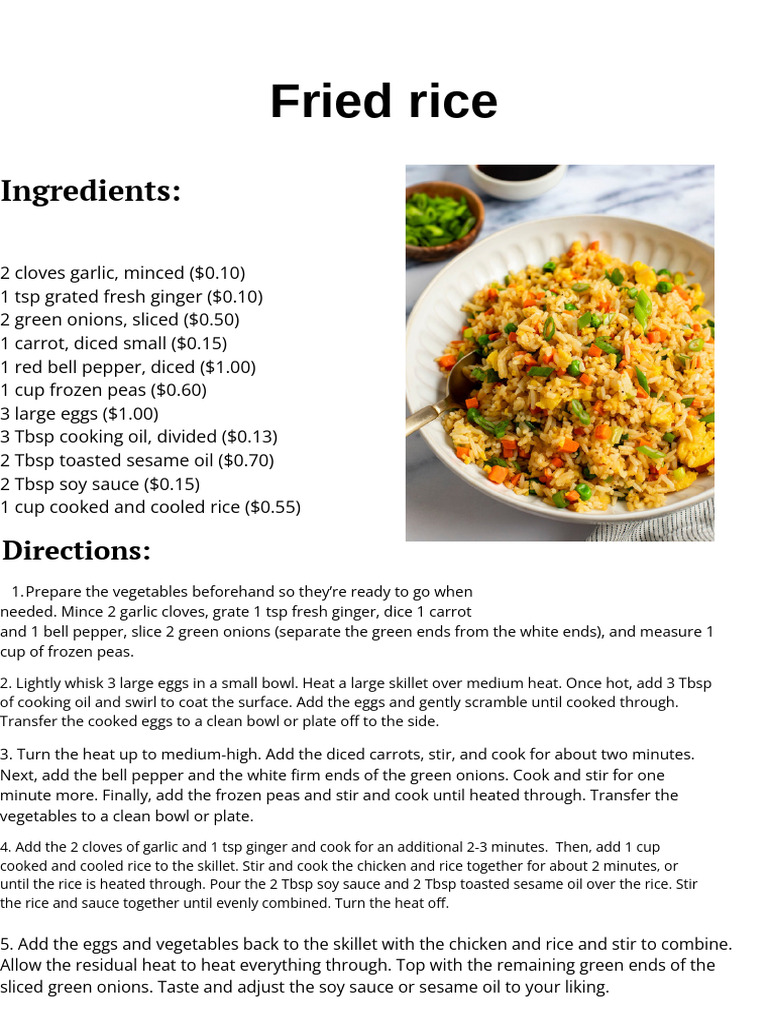 Easy Homemade Fried Rice Recipe | PDF