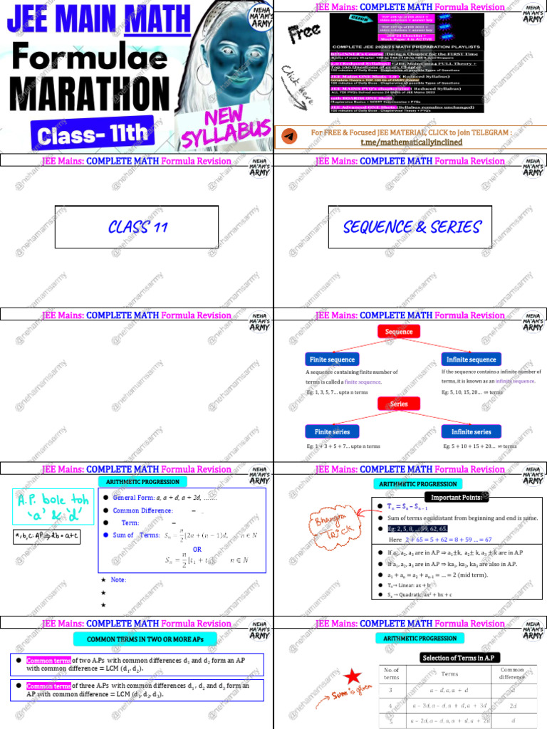 JEE Mains Math Formula Revision Guide | PDF | Set (Mathematics ...