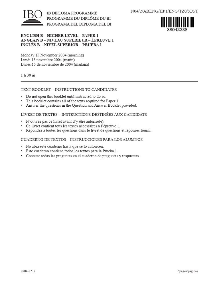IB English B HL Paper 1 Texts Guide | PDF | Climate Change | Earth Sciences