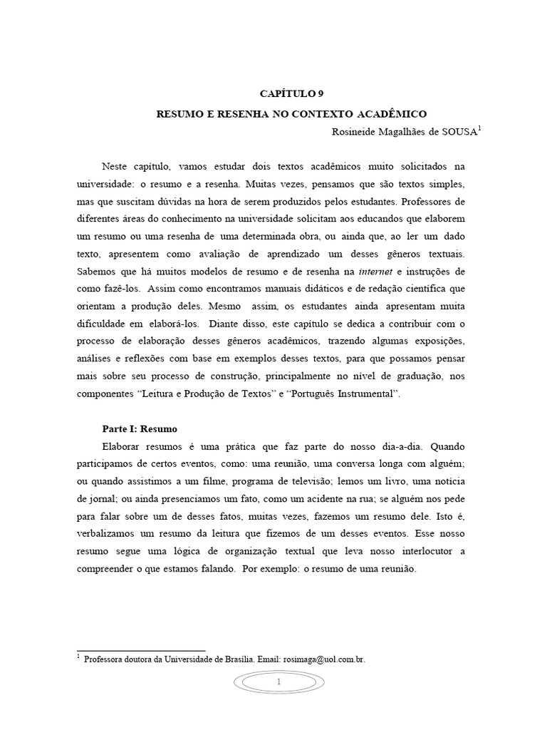 CAP TULO Resumo Resenha Rosineide PDF Abstract resumo Pedagogia