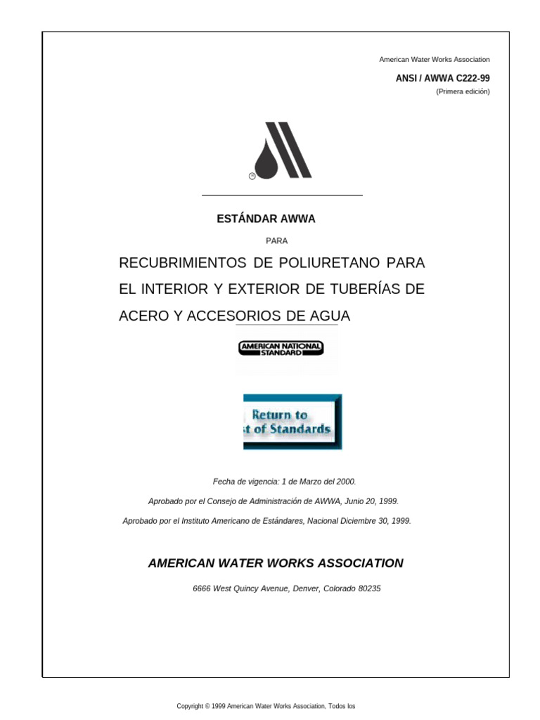 Estándar AWWA para Recubrimientos de Poliuretano | PDF | Revestimiento ...