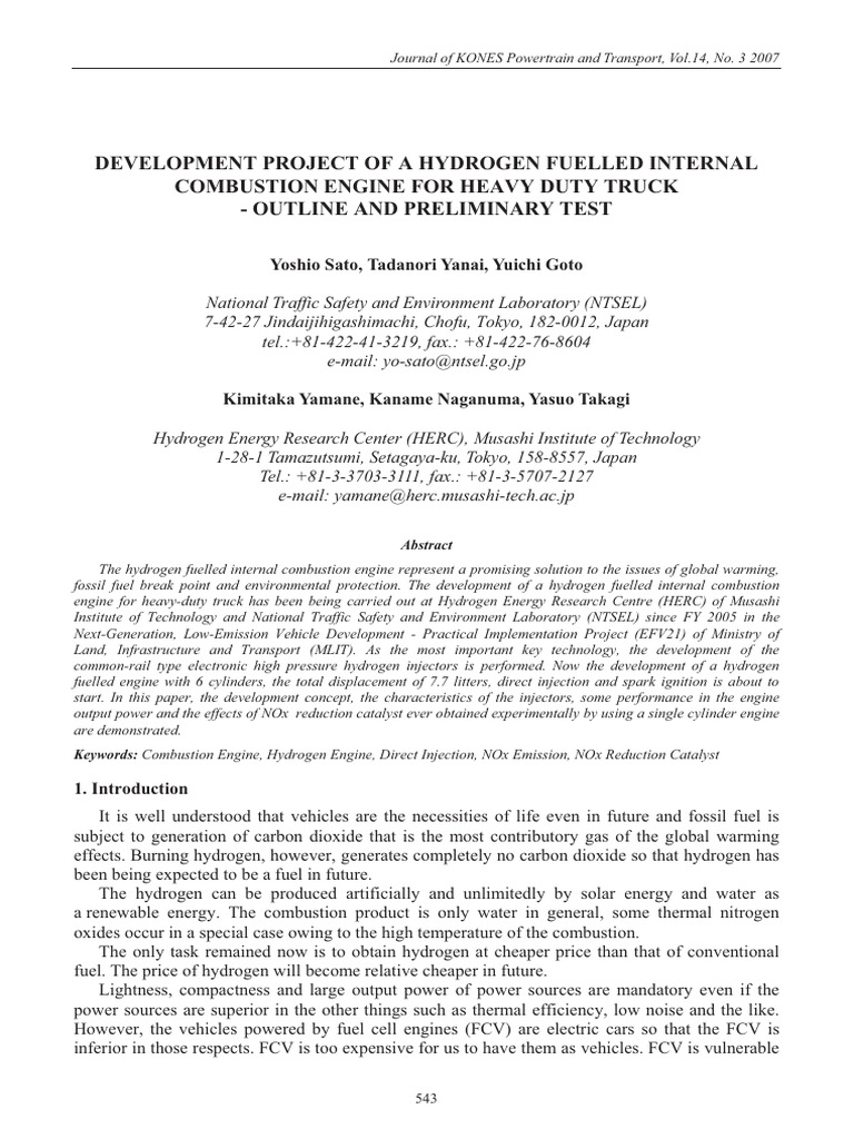 Hydrogen Engine Development for Trucks | PDF | Diesel Engine | Engines
