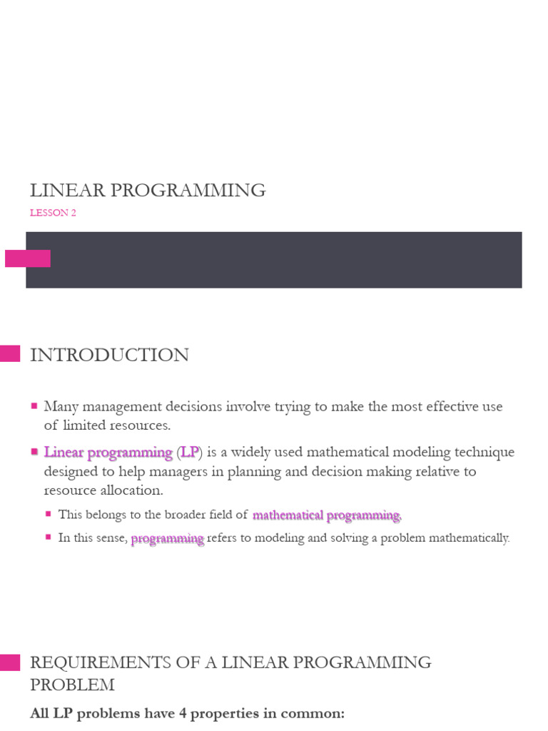 Introduction to Linear Programming | PDF | Mathematical Optimization ...