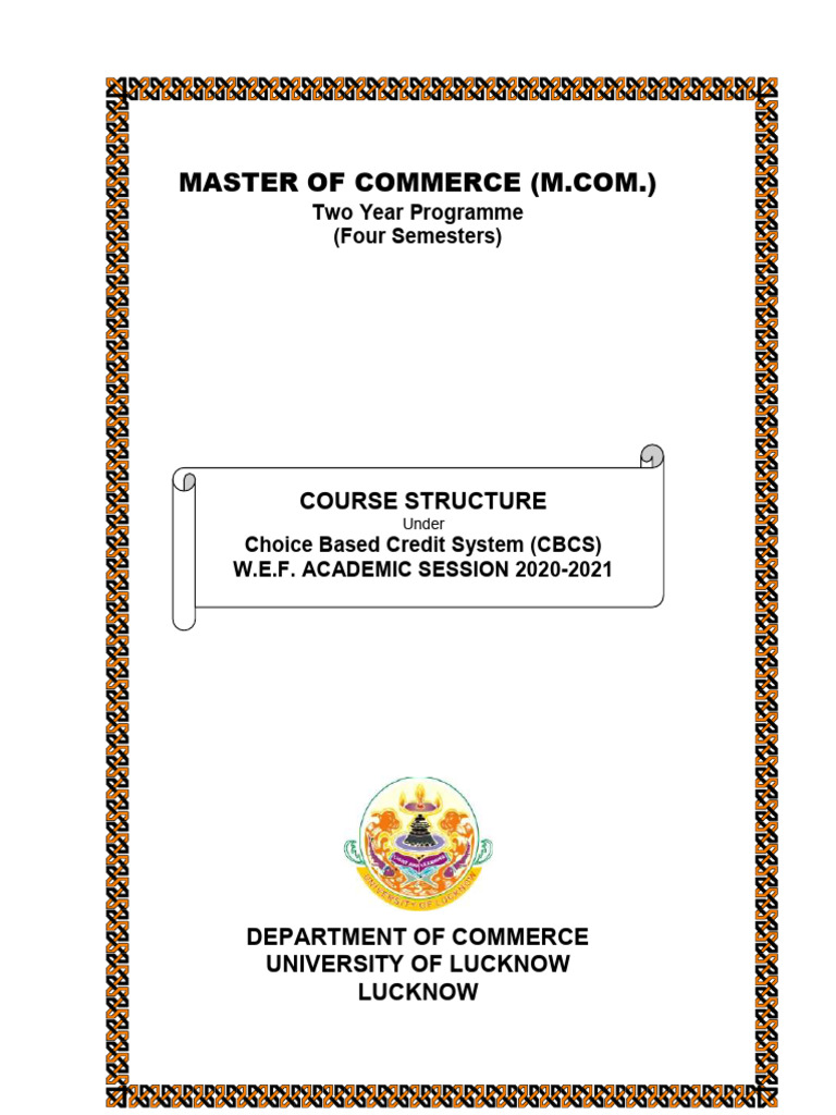 M.Com Programme Structure at Lucknow University | PDF ...