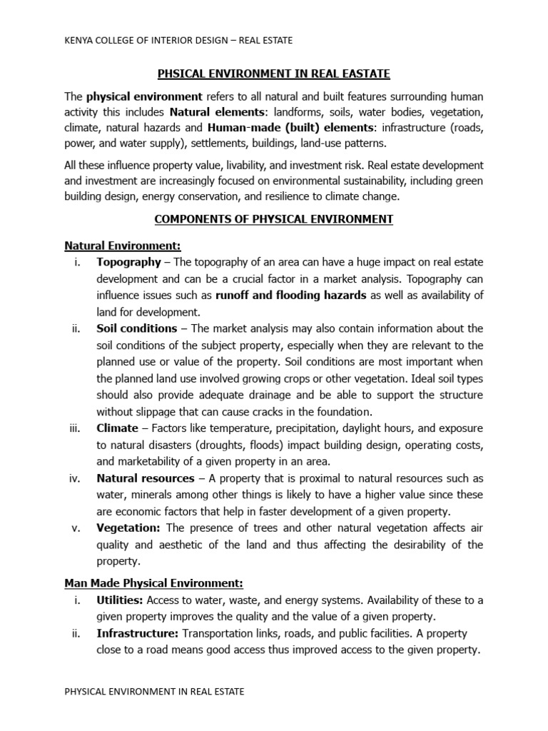 Phsical Environment in Real Eastate Lecture 1 | PDF | Sustainability ...