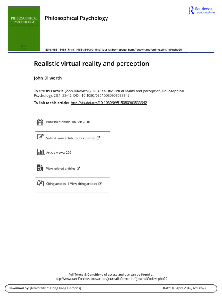 Realistic VR and Perception Theory | PDF | Virtual Reality | Perception
