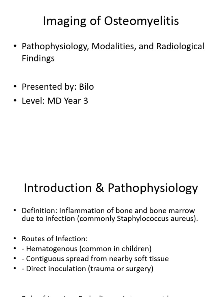 Imaging Techniques for Osteomyelitis | PDF