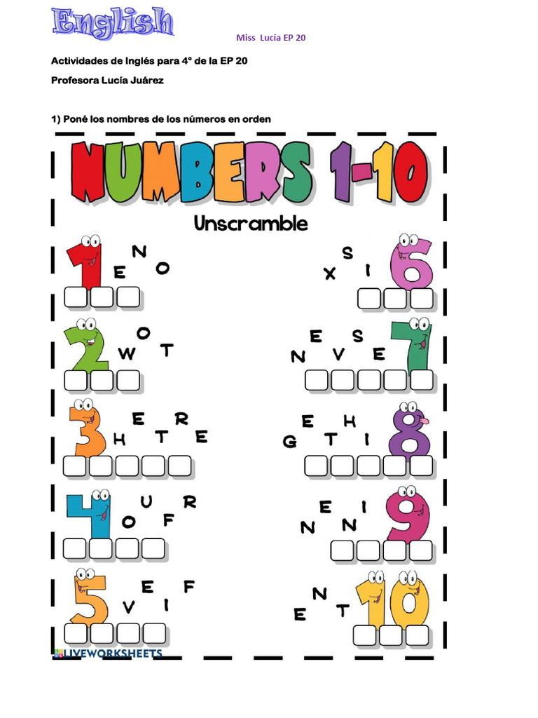 Actividades de Inglés para 4° EP 20 | PDF