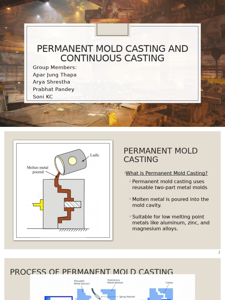 Permanent Mold and Continuous Casting Overview | PDF | Casting | Ingot