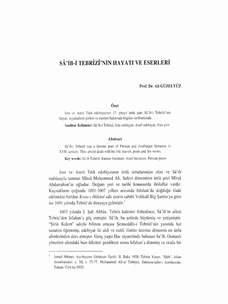 9 SaIb I TebriziNi N Hayati Ve Eserleri | PDF