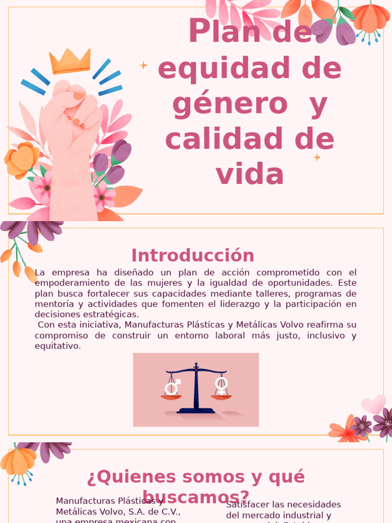 Plan de Equidad de Género y Bienestar Laboral | PDF | Igualdad de ...