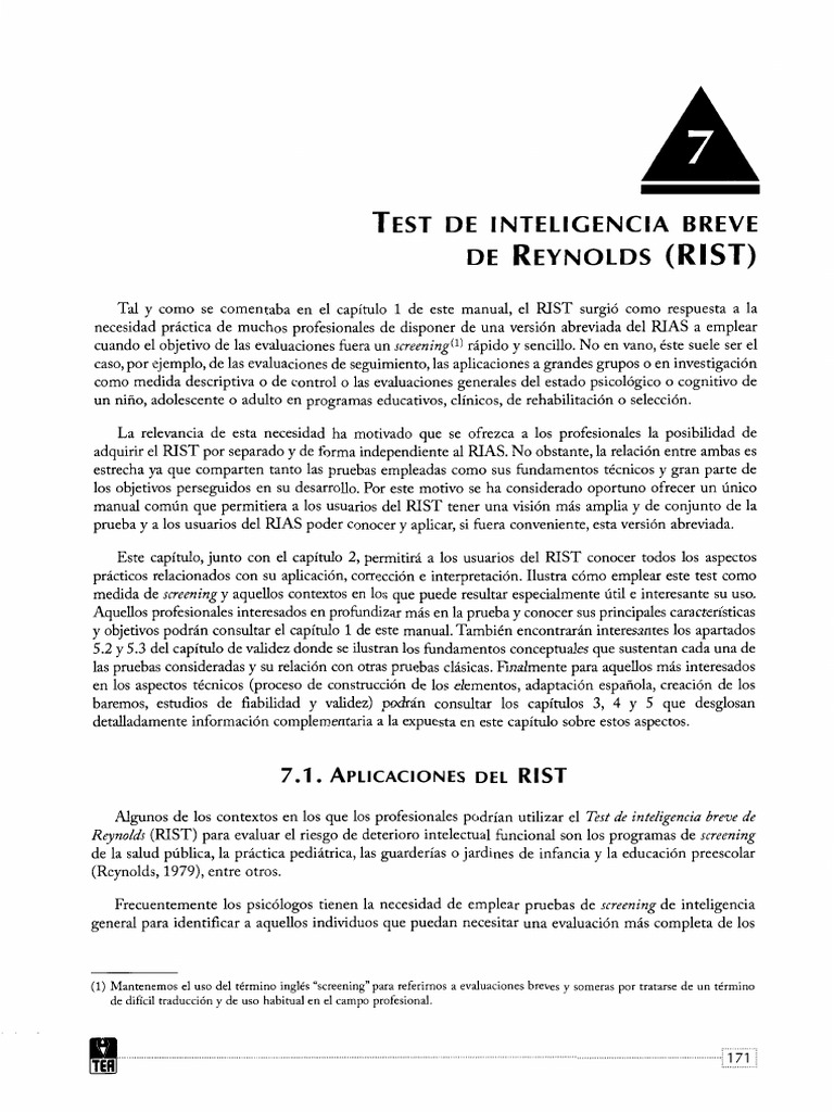 Aplicaciones del Test RIST en Evaluaciones | PDF | Inteligencia ...