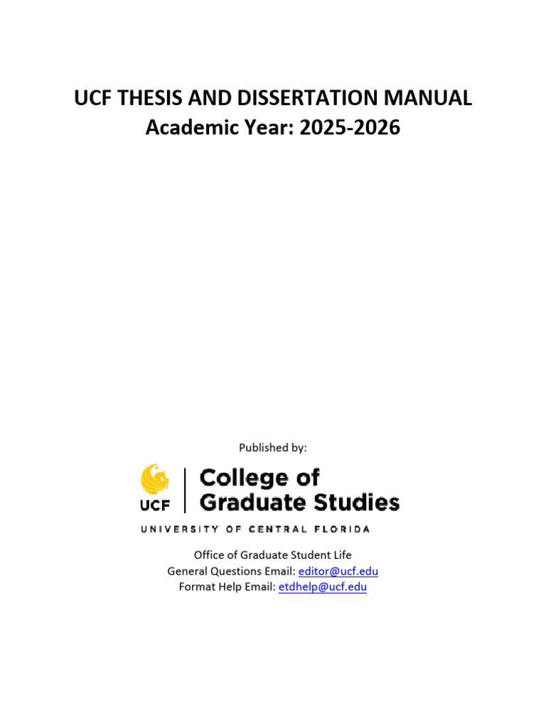 UCF Thesis and Dissertation Guidelines | PDF | Thesis | Apa Style
