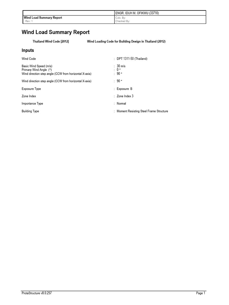 Thailand Wind Load Summary Report | PDF