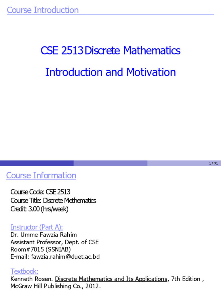 CSE 2513 Discrete Mathematics Overview | PDF | Discrete Mathematics ...