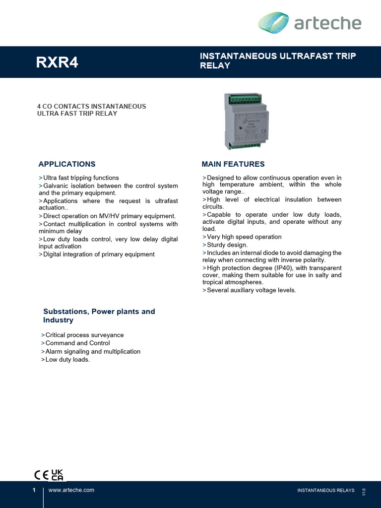 Ultra Fast Trip Relay Specifications | PDF | Relay | Electrical Engineering