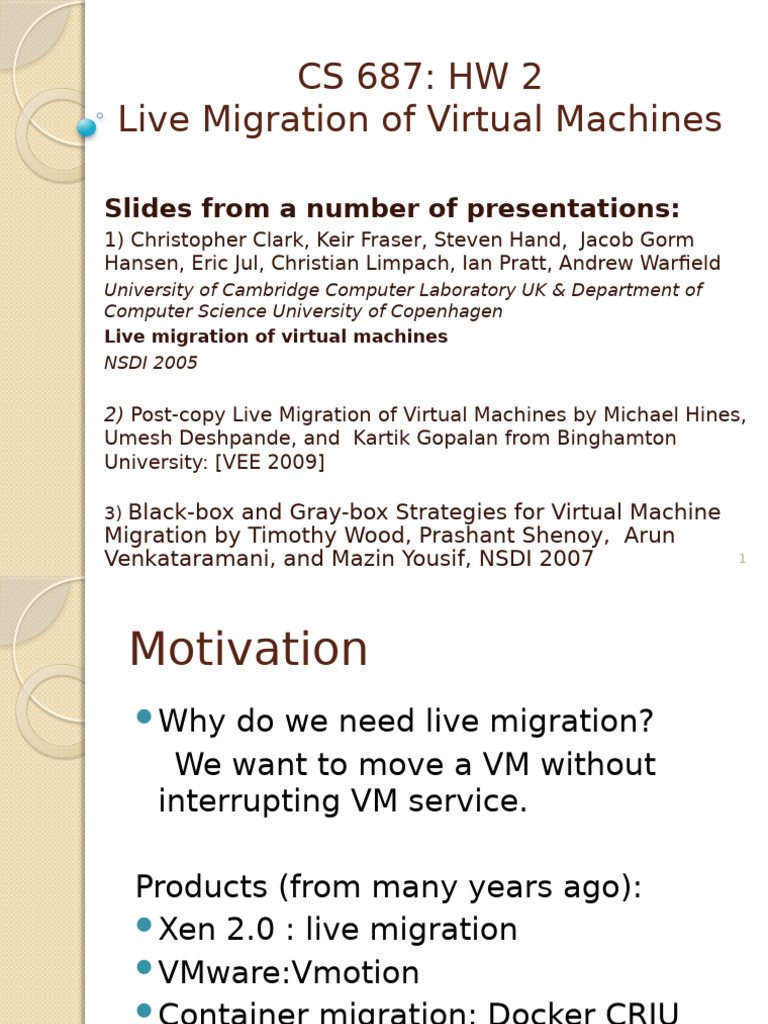 Reading-Live Migration of VMs | PDF | Virtual Machine | Virtualization