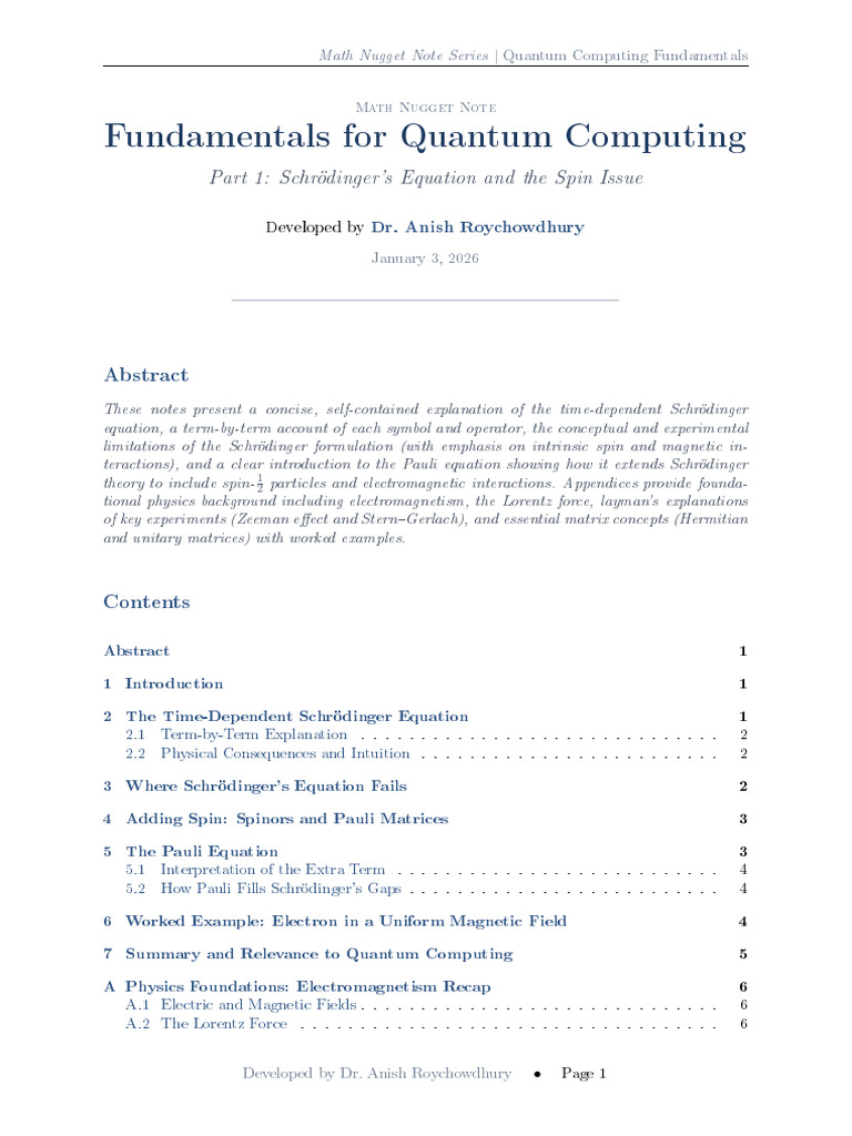Quantum Computing: Schrödinger & Pauli | PDF | Spin (Physics ...