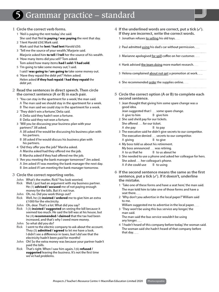 EP U05 Grammar Practice Standard | PDF