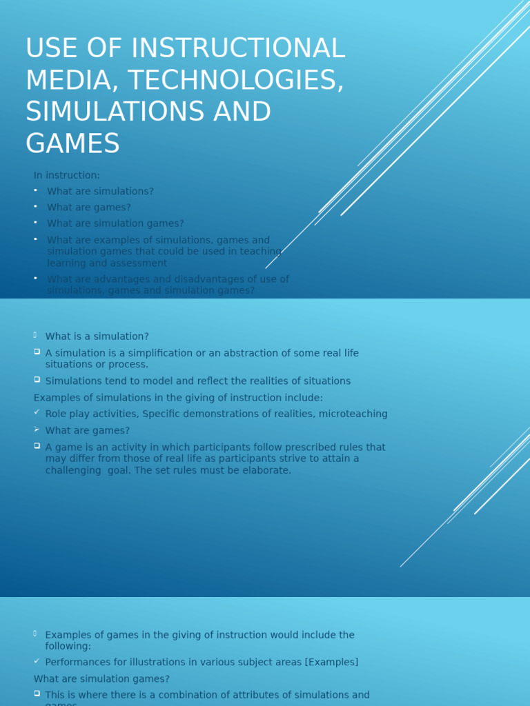 Instructional Media and Technology Notes 8 | PDF | Simulation | Learning