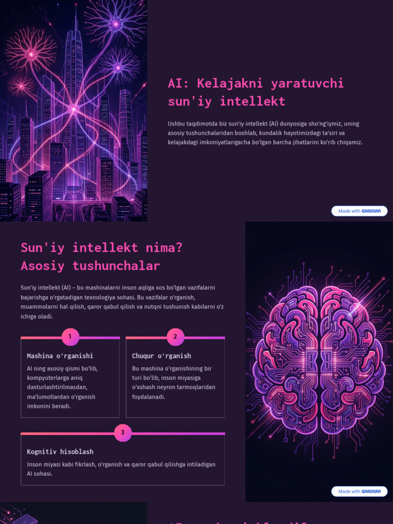 AI Kelajakni Yaratuvchi Suniy Intellekt | PDF