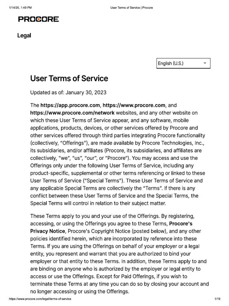 Procore T&C | PDF
