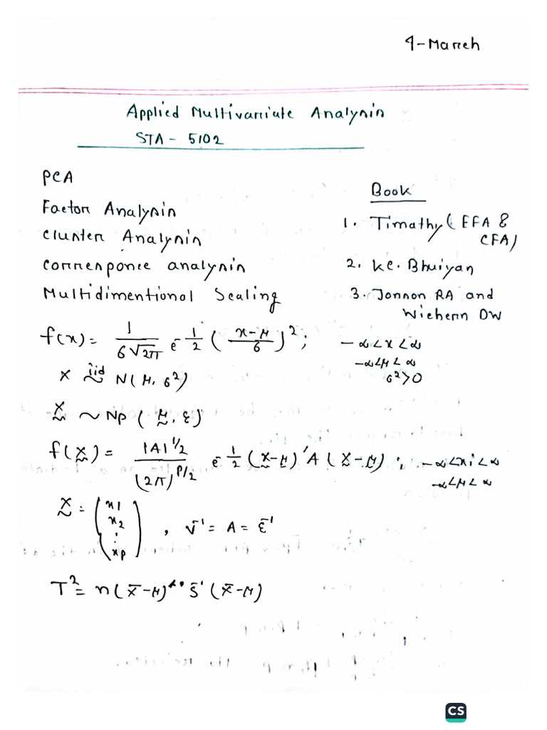 Multivariate Analysis Mid -1 | PDF