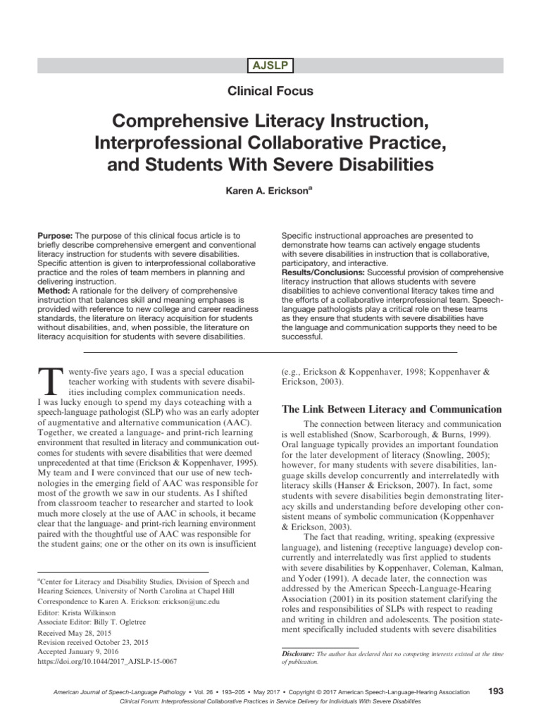 Literacy Instruction for Severe Disabilities | PDF | Literacy | Writing