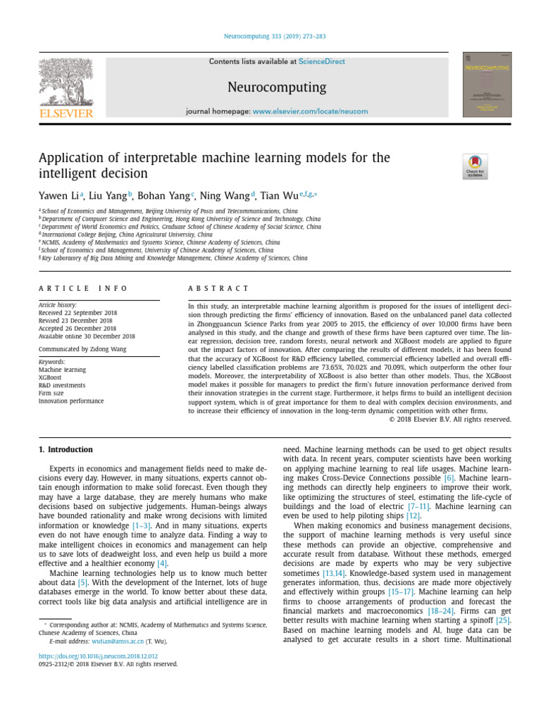 Application of Interpretable Machine Learning Models for the ...