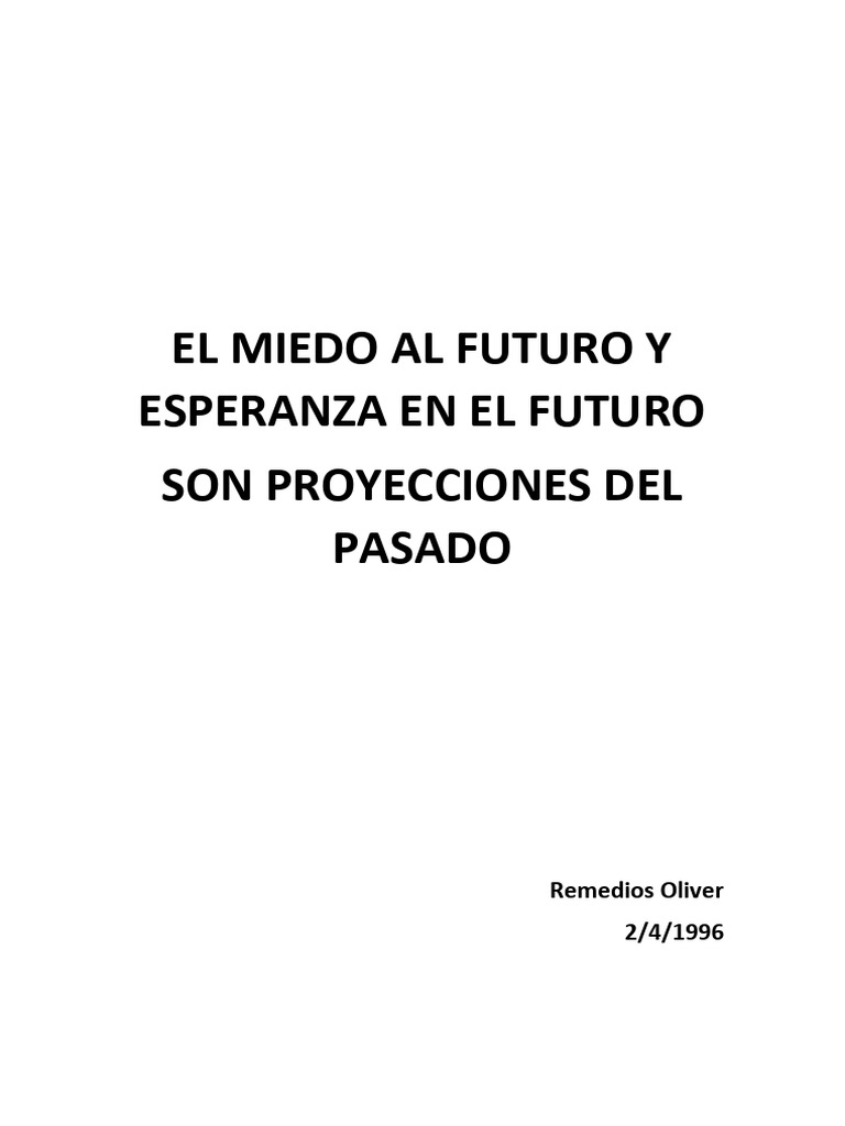 El Miedo Al Futuro y Esperanza en El Futuro | PDF