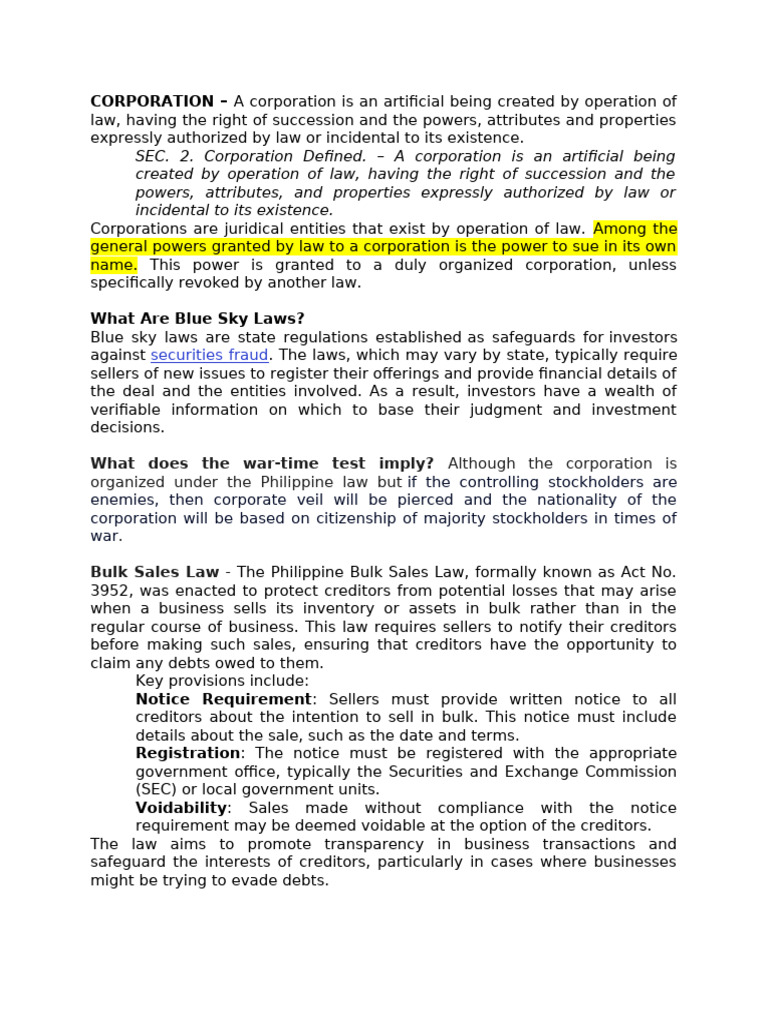 Corpo own notes | PDF | Stocks | Corporations