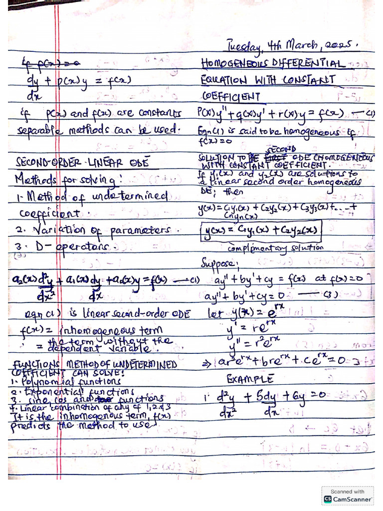 Second Order Linear Ode | PDF