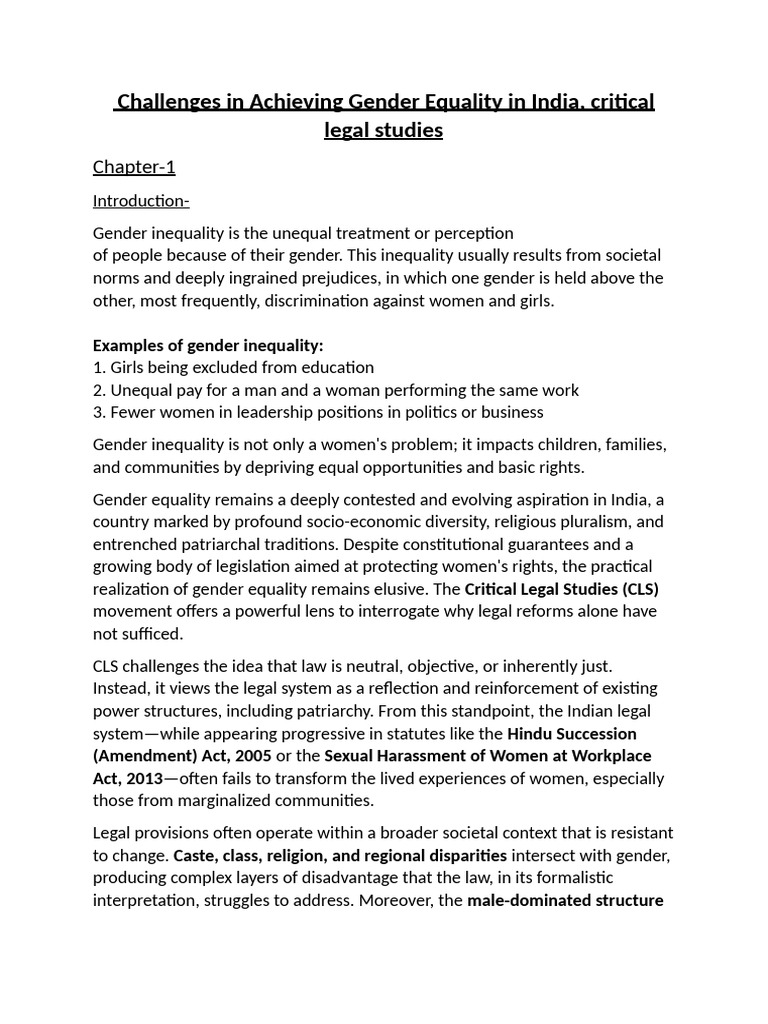 Gender Equality Challenges in India | PDF | Gender Equality | Gender ...