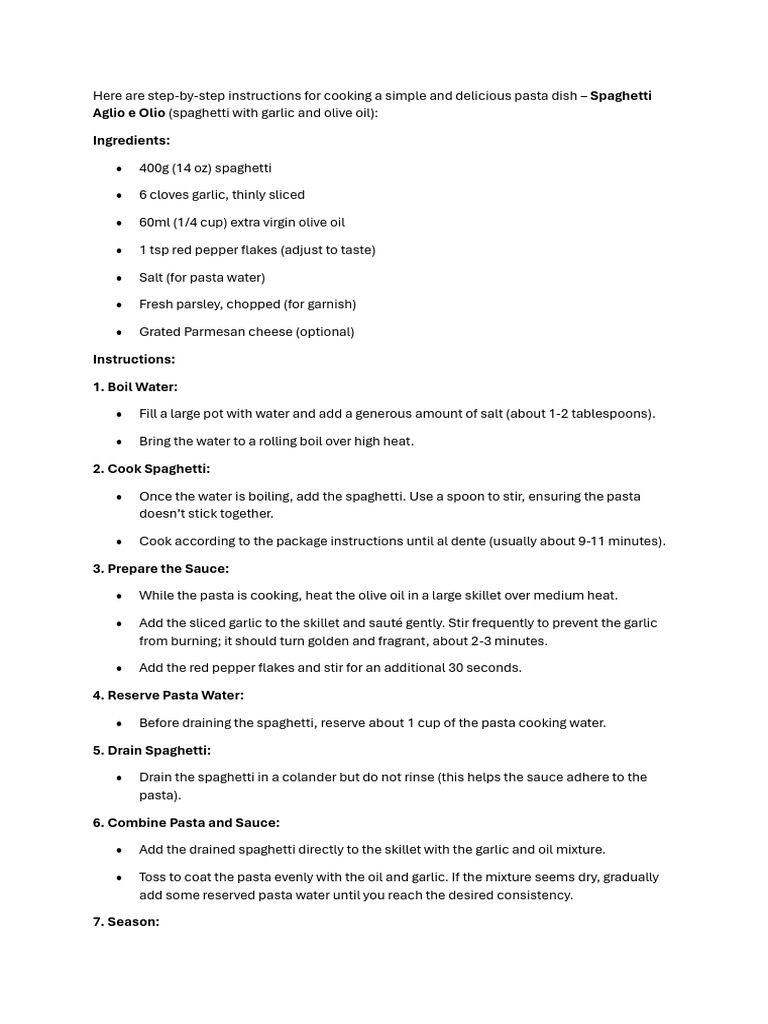 Cooking Instructions | PDF