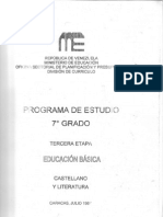 Programa de Estudio 7 Mo Grado. Castellano y Literatura