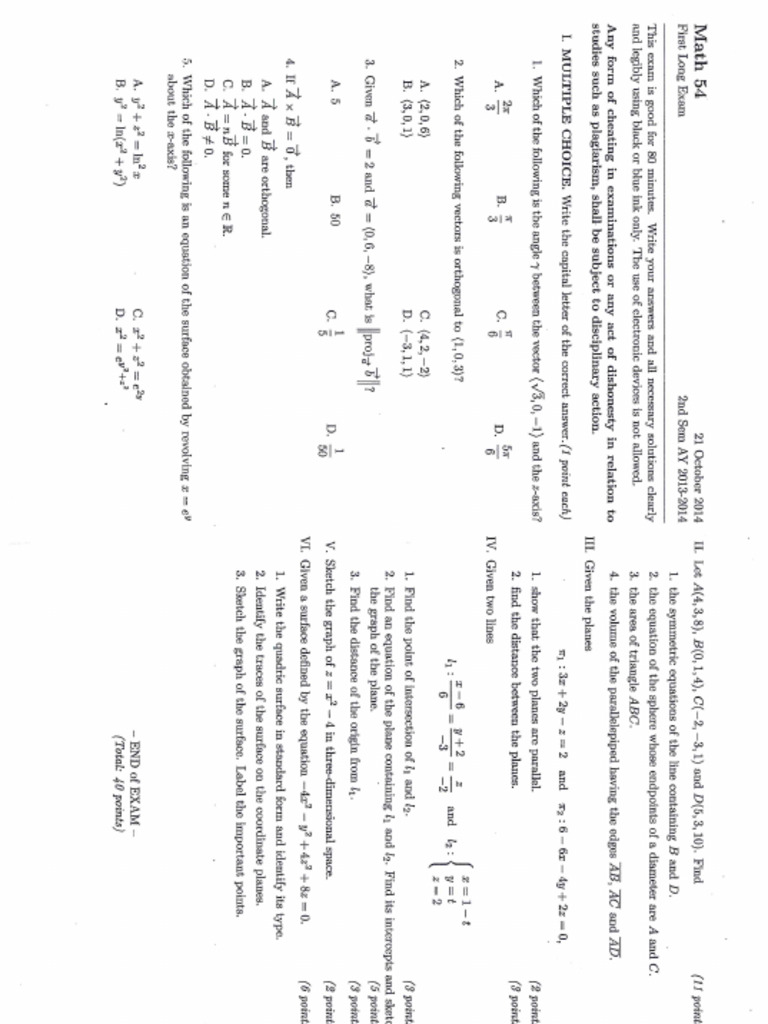 Third Exam Answer Key | PDF