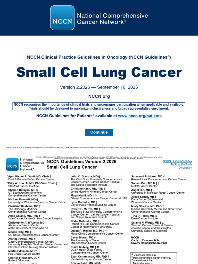 NCCN Guidelines for Small Cell Lung Cancer | PDF